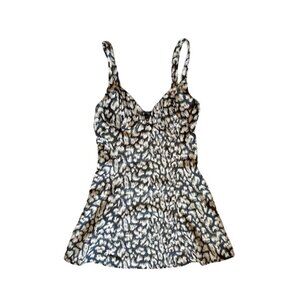 Free People Fit & Flare Mini Dress Brush Stroke Animal Print Size 6 NWT